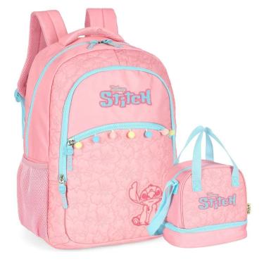 Imagem de Kit Mochila Escolar Lancheira Térmica Infantil Stitch Bordado-Feminino