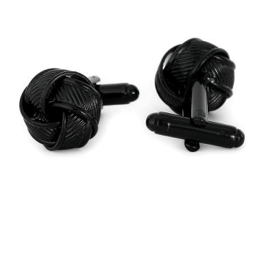 Imagem de Abotoaduras com design de nó torcido para homens em liga de metal preto