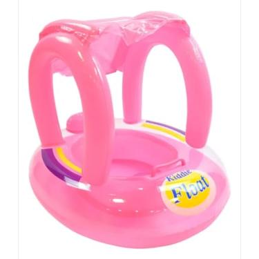 Imagem de Boia Bote Infantil Inflável com Cobertura Removível – Piscina, Praia ou Mar | Disponível em Azul e Rosa | Proteção, Diversão e Segurança para Crianças (Rosa)