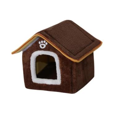 Imagem de Ioensy Pet Cat Dog House Pet Sleeping Nest, Confortável, Macio, Cat Puppy Shelter Dog Cat Bed para gatinhos filhotes gatos cachorro, Marrom