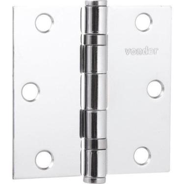 Imagem de Dobradiça p/ porta 3" aço carbono cromado c/ 3 peças Vonder