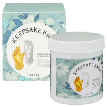 Imagem de KESYOO Kit de fundição manual de lembrança de bebê 3D para recém-nascidos, conjunto de moldagem à mão, modelo de impressão à mão, pó para chás de bebê e memórias especiais