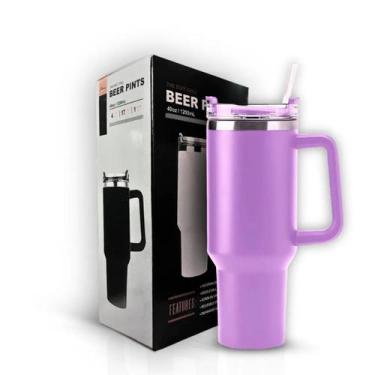 Imagem de Copo garrafa Térmica Inox 1200ml Parede Dupla tampa Canudo Premium Lil