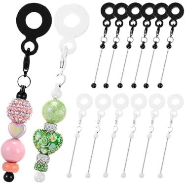 Imagem de Frinnovan 12 pacotes de berloques de copo com contas em barra em branco compatível com Stanley DIY adaptadores de palha com contas pingente ornamento, serve para canudos padrão, joias para presente em