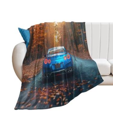 Imagem de Cobertor super macio de flanela leve e refrescante para sofá-cama, cadeira, sofá, carro, viagem ao ar livre, leve, quente, JDM carro R35, dirigindo em alta velocidade na selva 177,8 cm x 203,2 cm
