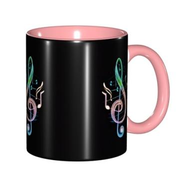 Imagem de Zeraoke Canecas de café criativas com impressão de música colorida, personalizadas, presente para família, tamanho de 325 ml, unissex