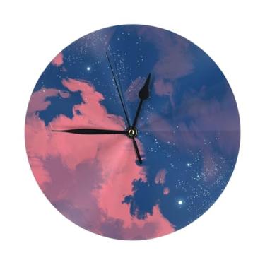 Imagem de ZERAOKE Sky - Relógio de parede redondo moderno - silencioso sem tique-taque operado por bateria, decoração de mesa ou parede para sala de estar, quarto, escritório.