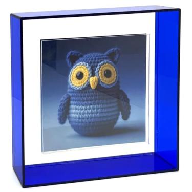 Imagem de Mutellstory Porta-retrato de acrílico 20 x 20 cm neon flutuante 20 x 20 cm para decoração de parede e mesa em galeria, home office, azul Klein