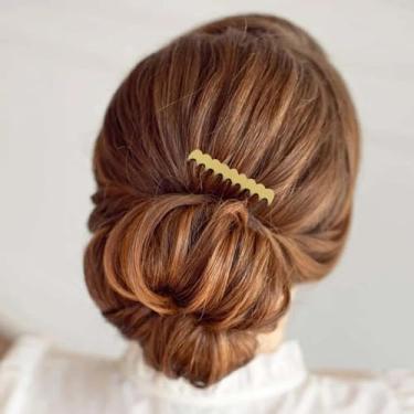 Imagem de Conjunto de 20 peças de pente lateral de cabelo - 5 dentes/10 dentes pequeno pente deslizante de metal faça você mesmo, adequado para cabelos finos, vestidos de noiva (ouro, 10 dentes)
