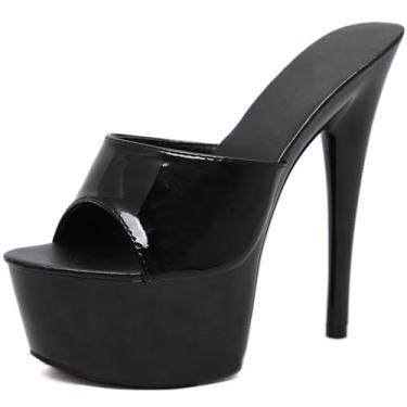 Imagem de Quixystral Sandália plataforma feminina salto alto sem cadarço, A - Preto, 34