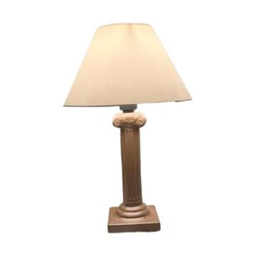 Imagem de Abajur Coluna Grega – Cerâmica Porcelana Com Cúpula Foscas para Sala, Quarto e Escritório(Marrom)
