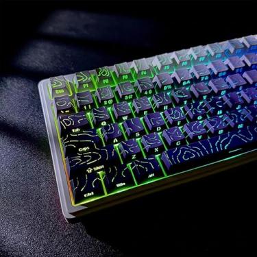 Imagem de Conjunto de teclas topográficas 134 teclas PBT Doubleshot gradiente roxo perfil cereja brilho através de teclas topográficas adequado para 61/64/87/104/108 Cherry Mx Switches Teclado mecânico