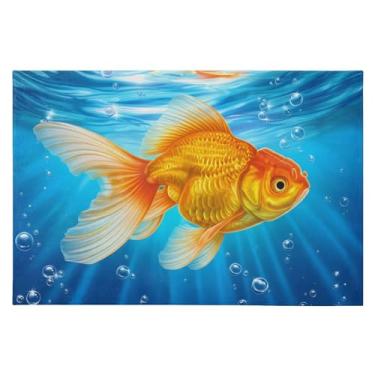 Imagem de CEBUGI Tapete de área 60 x 90 cm macio lavável tapete antiderrapante com suporte de borracha tapetes de área de peixe dourado para sala de estar, quarto, decoração de casa