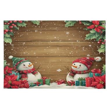 Imagem de CEBUGI Tapete de área 60 x 90 cm, macio, lavável, antiderrapante, com suporte de borracha, boneco de neve, holly, para sala de estar, quarto, decoração de casa