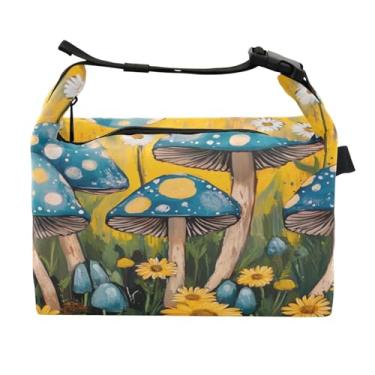 Imagem de STAYTOP Lancheira de cogumelos e flores silvestres com fivela, lancheira isolada para meninos e meninas, lancheira térmica para trabalho escolar