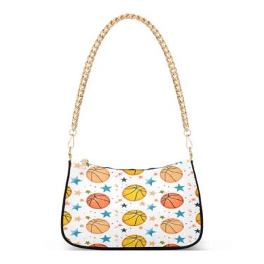 Imagem de CEBUGI Bolsas transversais femininas bolsa de ombro coloridas bolas de basquete bolsa clutch elegante com alça de corrente