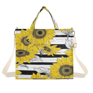 Imagem de CEBUGI Bolsa feminina de girassóis amarelos com alça de ombro ajustável para trabalho, faculdade, viagem, P, A98, Small