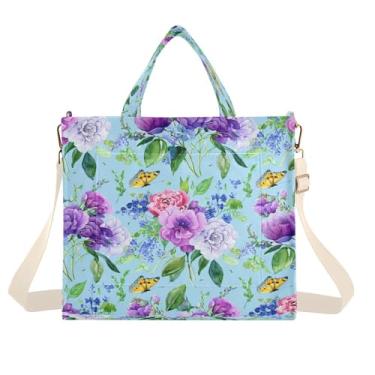 Imagem de CEBUGI Bolsa feminina de flores em aquarela com alça de ombro ajustável para trabalho, faculdade, viagem, P, A369, Medium