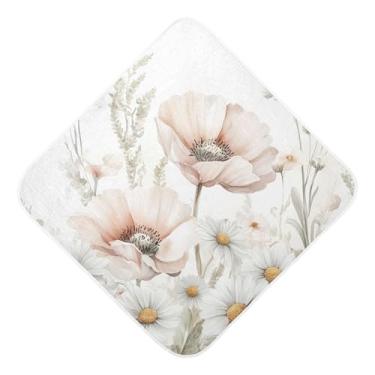 Imagem de STAYTOP Lindas toalhas de bebê com capuz de musselina de flores silvestres, toalha de banho super macia, toalhas de banho absorventes para banho recém-nascido unissex 89 x 89 cm