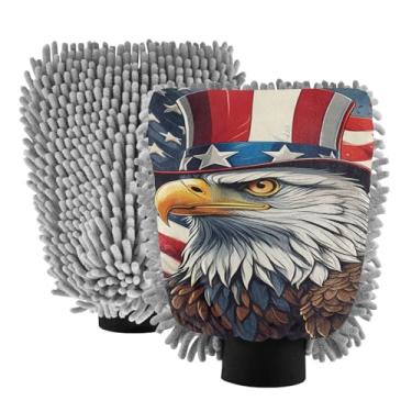 Imagem de STAYTOP Luvas de lavagem de carro American Eagle, 2 peças, luvas de microfibra de chenille, sem arranhões, panos de esponja de lavagem ultra absorventes para carros, limpeza doméstica - M