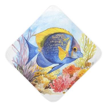 Imagem de Burbuja Angelfish Toalha de banho para bebê Coral Reef – Toalha com capuz de musselina macia e absorvente para recém-nascidos, 89 x 89 cm