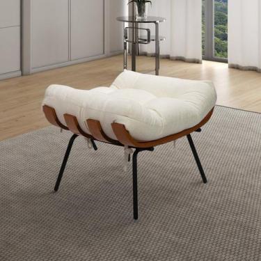 Imagem de Puff de Ferro Madeira e Estofado Living Costela Espresso Móveis