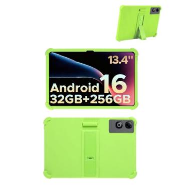 Imagem de Capa para tablet DOOGEE Tab G6 Max de 13,4 polegadas, capa protetora FJIASTB de silicone macio para crianças com suporte ajustável, à prova de quedas (verde)