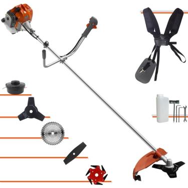 Imagem de Roçadeira Tekna RL520ACG2 À Gasolina 2T 2HP 52cc Com Lâmina Facão + Lâmina 3 Pontas + Lâmina 6 Pontas + Lâmina 40 Dentes de Vídea + Carretel Nylon