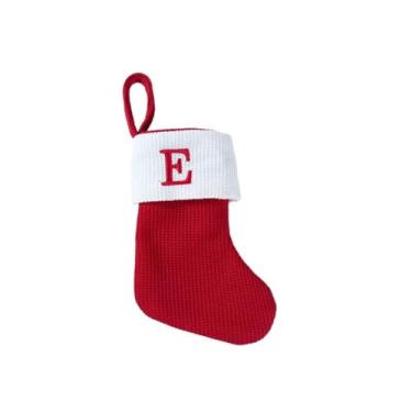 Imagem de Meias de Natal com iniciais, monograma grande de 23 cm, meia de Natal, decorações para pendurar na lareira para festa de família