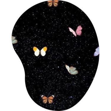Imagem de Mouse Pad Ergonômico Gota Arte Borboleta Colorida Fundo Estrelado