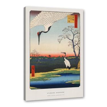 Imagem de Pôster Hasui Kawase Ohara Koson Impressões Katsushika Hokusai Pintura em Tela Onda Japonesa Arte de Parede Hiroshige Imagens para Decoração de Casa (SKU8,16 x 61 cm = (40 x 60 cm), Emoldurado (Tela