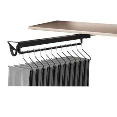 Imagem de Hhsdyl Varão Extensível para Cabides Calças, Barra Roupeiro Ajustável Superior Suporte Roupas Pesado Calças,Black,51cm