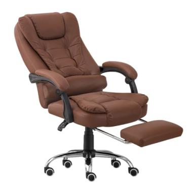 Imagem de Cadeira Presidente para Escritório e Home Office com Apoio para os Pés Retrátil Encosto Reclinável, Couro Sintético (marrom)