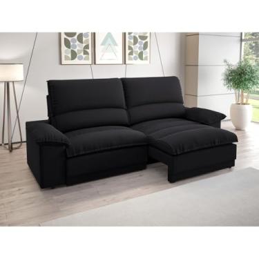 Imagem de Sofá Retrátil e Reclinável com Molas Bonnel - Velosuede Confortável e Elegante para Sala de Estar e Quarto (Preto)