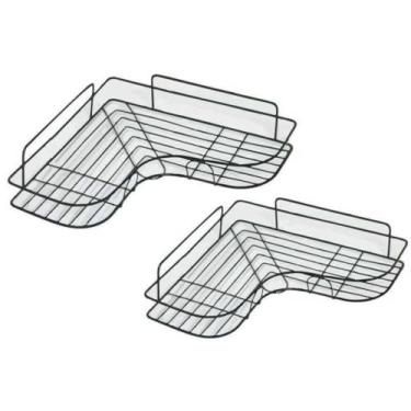 Imagem de Prateleira Aramado de Canto em L Porta Shampoo, 2 Peças,Banheiro Suporte Porta Shampoo e Sabonete Organizador com Adesivo Sem Furar a Parede (Preto)