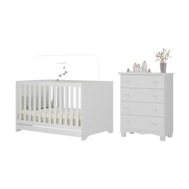 Imagem de Berço Americano 3 em 1 com Cômoda 4 Gavetas Dengo Multimóveis Mp4690 Branco