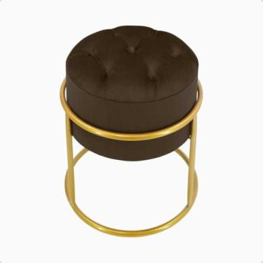 Imagem de Puff Decorativo Argola em Ferro com Veludo – Banqueta para Quarto Sala e Penteadeira Moderna (Marrom,Preto)