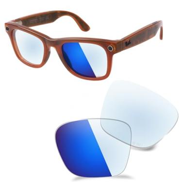 Imagem de AOZAN Lentes de substituição ANSI Z87.1 para óculos inteligentes RayBan Meta Wayfarer RW4008 53 mm, fotocromáticas e resistentes a impactos - Eclipse Blue Photochromic