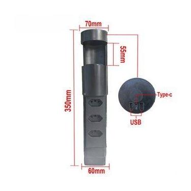 Imagem de TOMADA DE MESA 3 PINOS ADESIVA + USB + TIPO-C 5V/10A-20A Soutimes - gr