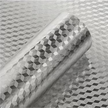 Imagem de Adesivos de cozinha Resistente a Agua/Óleo/Fogo/Alta Temperatura - Usável em fogão/armário/porta Inovação com Filme hot papel de parede cozinha papel de parede adesivo(5M*60CM-Cinza Mosaico)