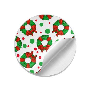 Imagem de Autocolantes Adesivos Redondos Natalinos 25 Unidades Com Estampa Coroa de Flores - Tamanho 30x30cm