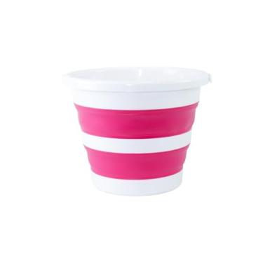 Imagem de Balde Flex 12L Retrátil e Dobrável com Alça Portátil (Branco com Rosa)