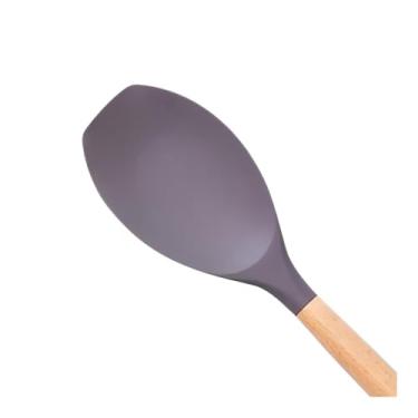Imagem de Espátula Pá de Silicone Cabo de Madeira Cinza 31cm Coberturas Fechada – Prático, Funcional e Ideal para o Dia a Dia