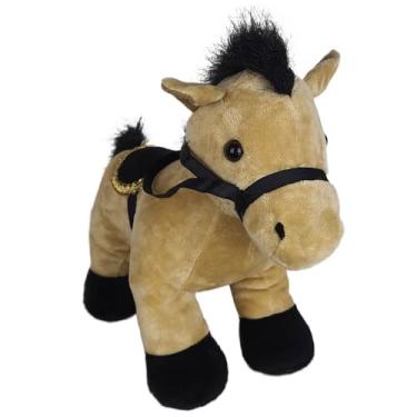 Imagem de Cavalo de Pelúcia Sela Bege em Pé