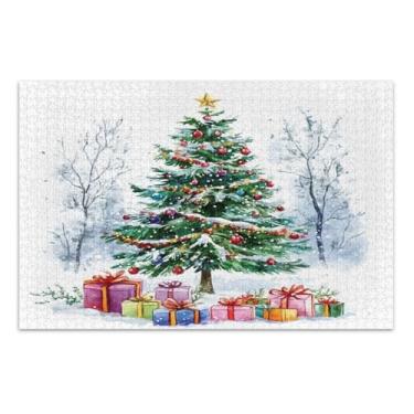 Imagem de Quebra-cabeças fáceis de presentear árvore de Natal para adultos com letras nas costas para adultos 1000 peças