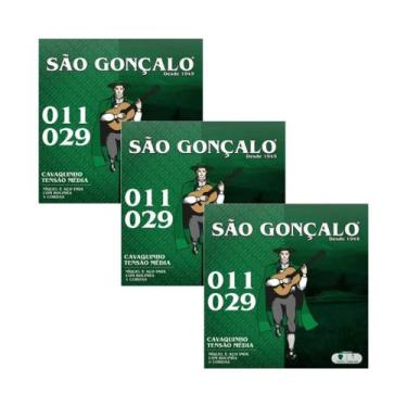 Imagem de Kit 3 encordoamento sao gonçalo cavaco niquel c/ bolinha 011 - SAO GON