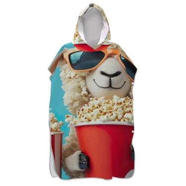 Imagem de TSENQUE Poncho de surfe para adulto trocador de roupa de praia moletom com capuz toalha de natação masculino poncho com capuz ovelha legal engraçado vibrante