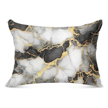 Imagem de Fronhas decorativas de arte em ouro branco preto com zíper bonito padrão king queen size fronha macia para cama, tamanho padrão, 51 x 66 cm