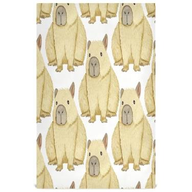 Imagem de Joisal Toalhas de chá com estampa de capivaras bege fofas toalhas de prato para decoração de cozinha panos absorventes macios 45 x 71 cm, 6 pacotes