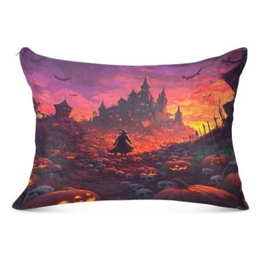Imagem de Capa de almofada Mystical Halloween Field King Size super macia, capa de almofada com zíper 50 x 101 cm